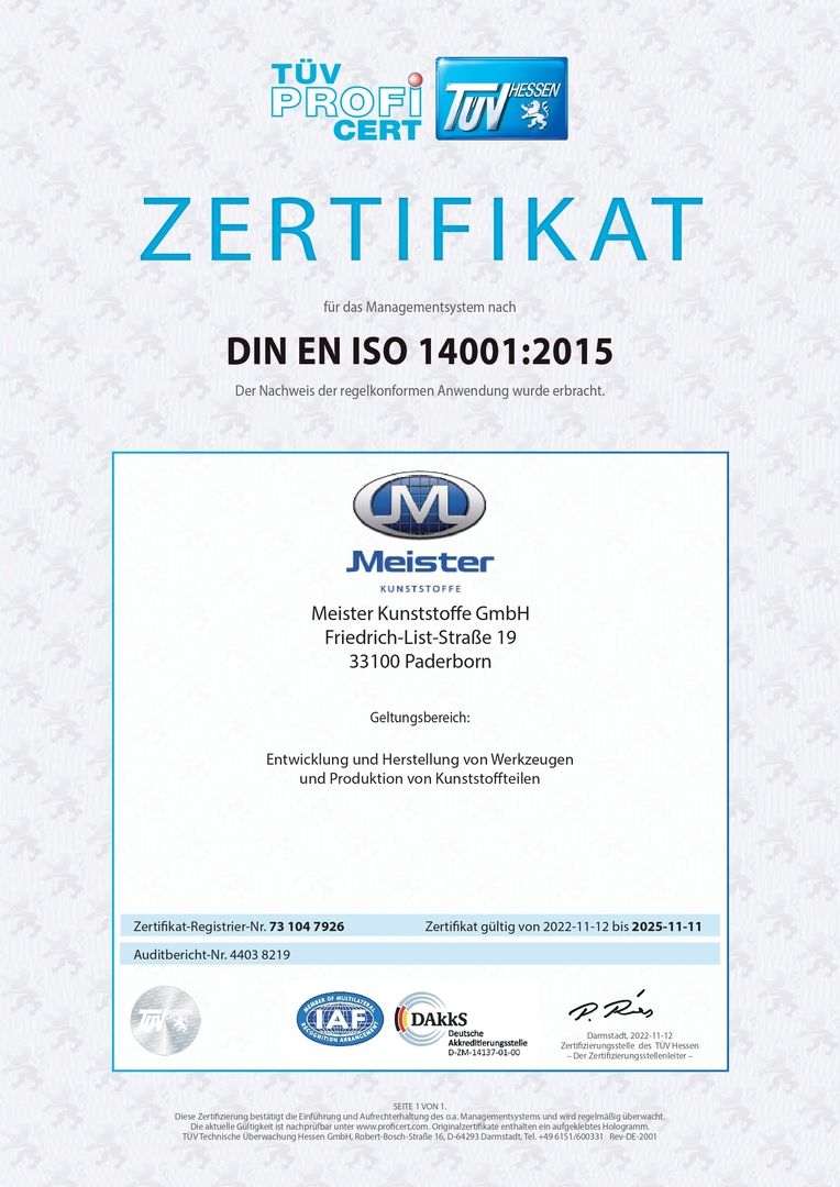 Zertifikat DIN EN ISO 14001